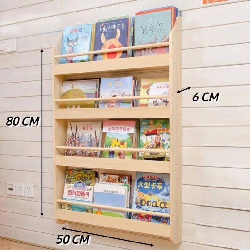 Rak Buku Kayu Dinding / Rak Buku Anak