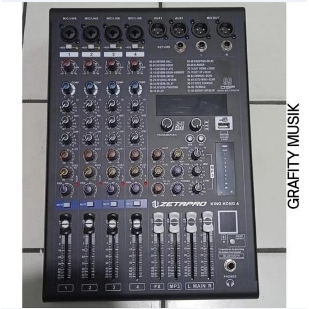 Mixer 4 Channel ZETAPRO KINGKONG 4 | KINGKONG4 MP3 USB Recording Bluetooth Original