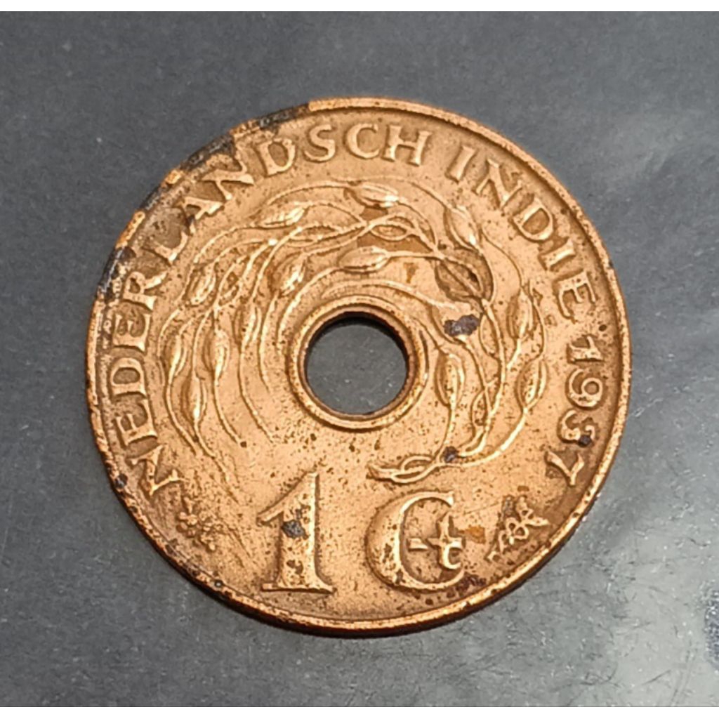 koin Nederland indie 1 cent tahun 1937..