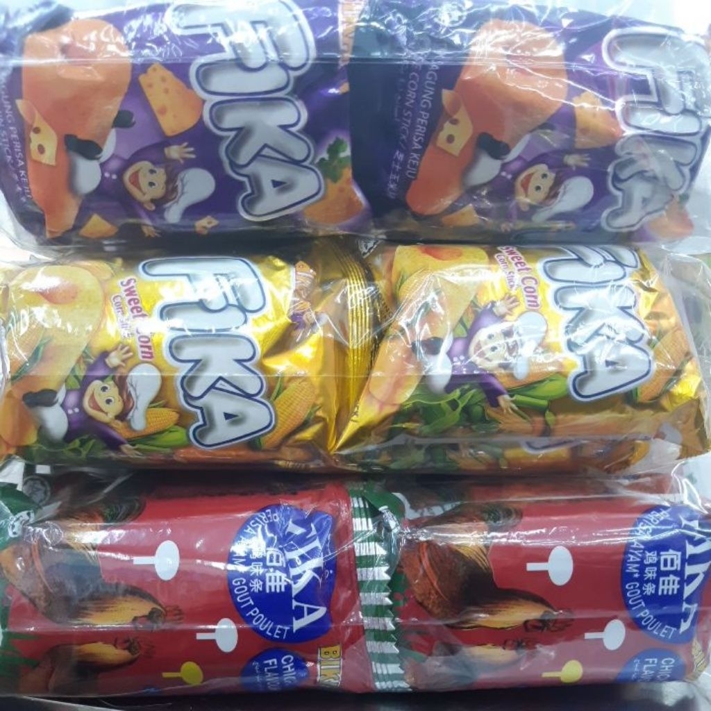 

BIKA FIKA CORN STICK RASA JAGUNG MANIS , RASA AYAM ,RASA KEJU isi 20pcs