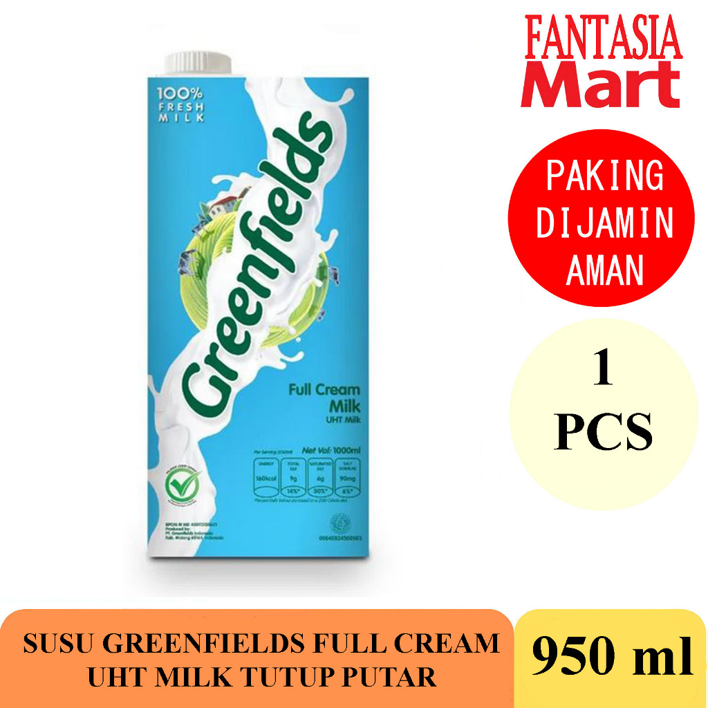

SUSU GREENFIELDS UHT FULLCREAM 1 LITER TUTUP PUTAR DAN NON TUTUP PUTAR FANTASIA DENGAN PAKING AMAN