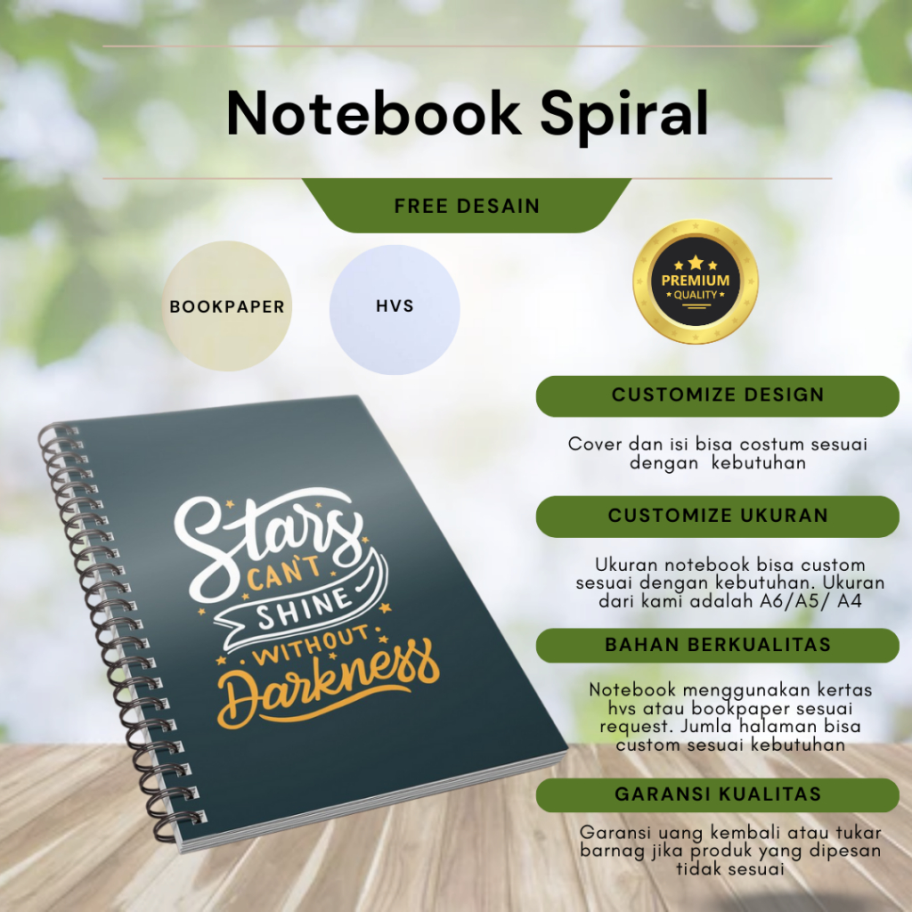 

Custom Notes Seminar Murah A5/A6/A4 | Jilid Spiral Samping| Custom Isi & Logo