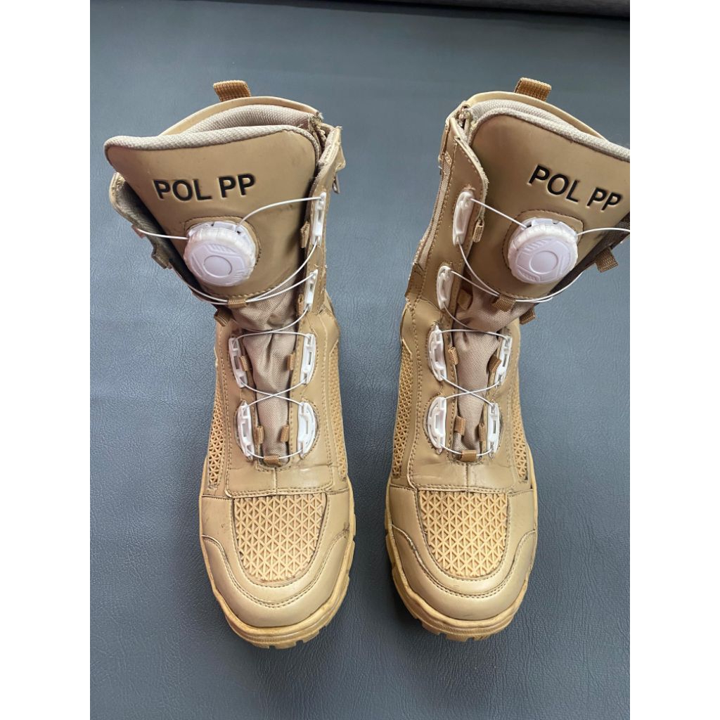 SEPATU PDL EMBOS POL PP CREM GURUN TALI PUTAR