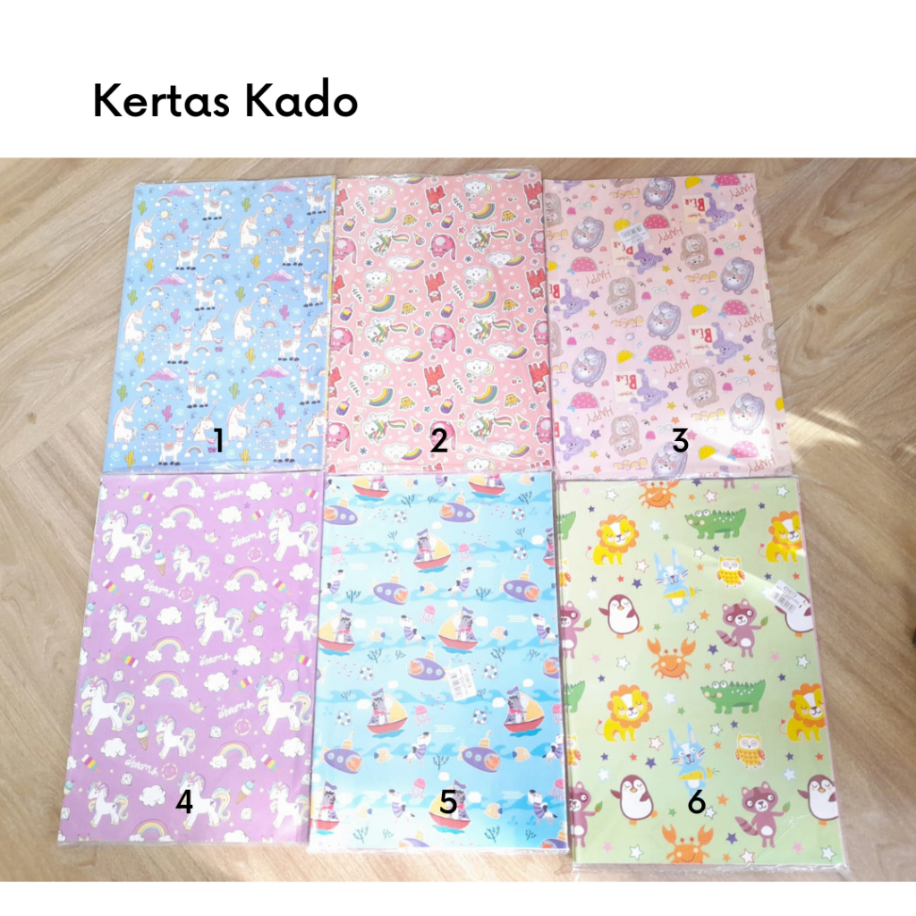 

Kertas Kado / kertas bungkus kado / kertas motif / kertas ulang tahun