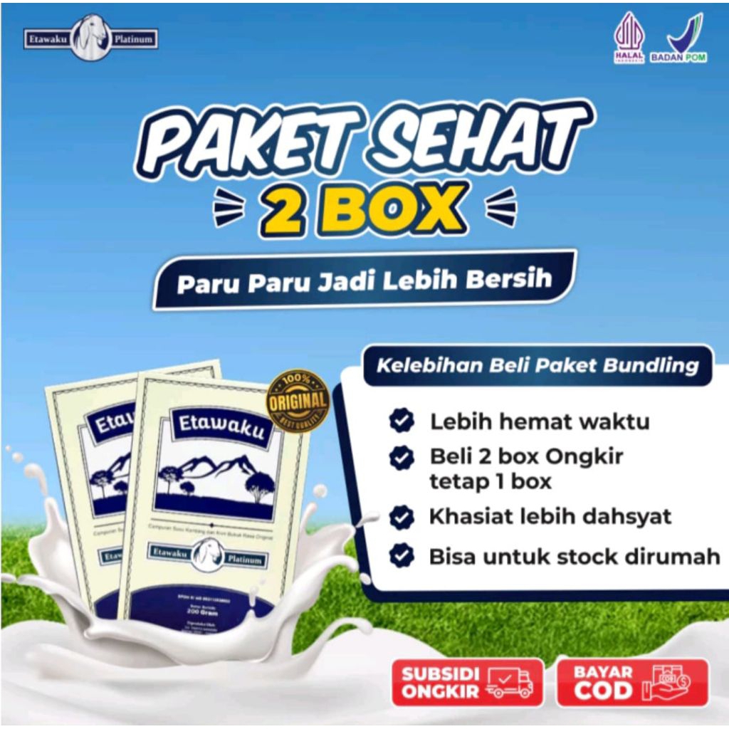 

2 Box Etawaku Platinum - Susu Kambing Etawa Murni + Krimer Bubuk yang Berkhasiat Tinggi Memiliki Kandungan Protein dan Vitamin