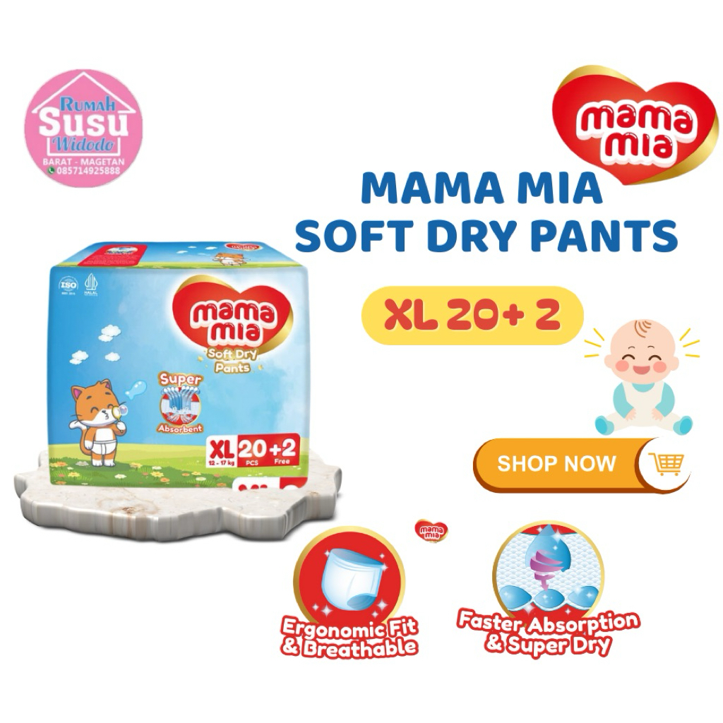 (PROMO SPESIAL) MAMAMIA Soft Dry Pants Xl20+2 Mamamia Popok Tipe Celana Murah Promo