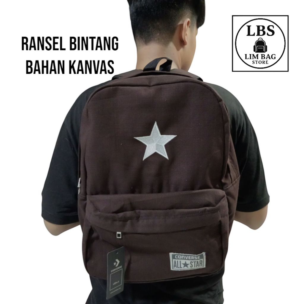 Tas Ransel Backpack Bintang Bahan Kanvas - Tas Bintang Pria Wanita Terbaru Kekinian