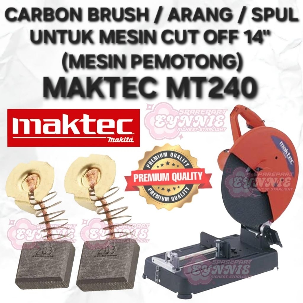 CARBON BRUSH MAKTEC MT240 ORIGINAL SPUL ARANG MESIN CUT OFF MAKTEC MT 240 CB MESIN CUTTING WHEEL CUT