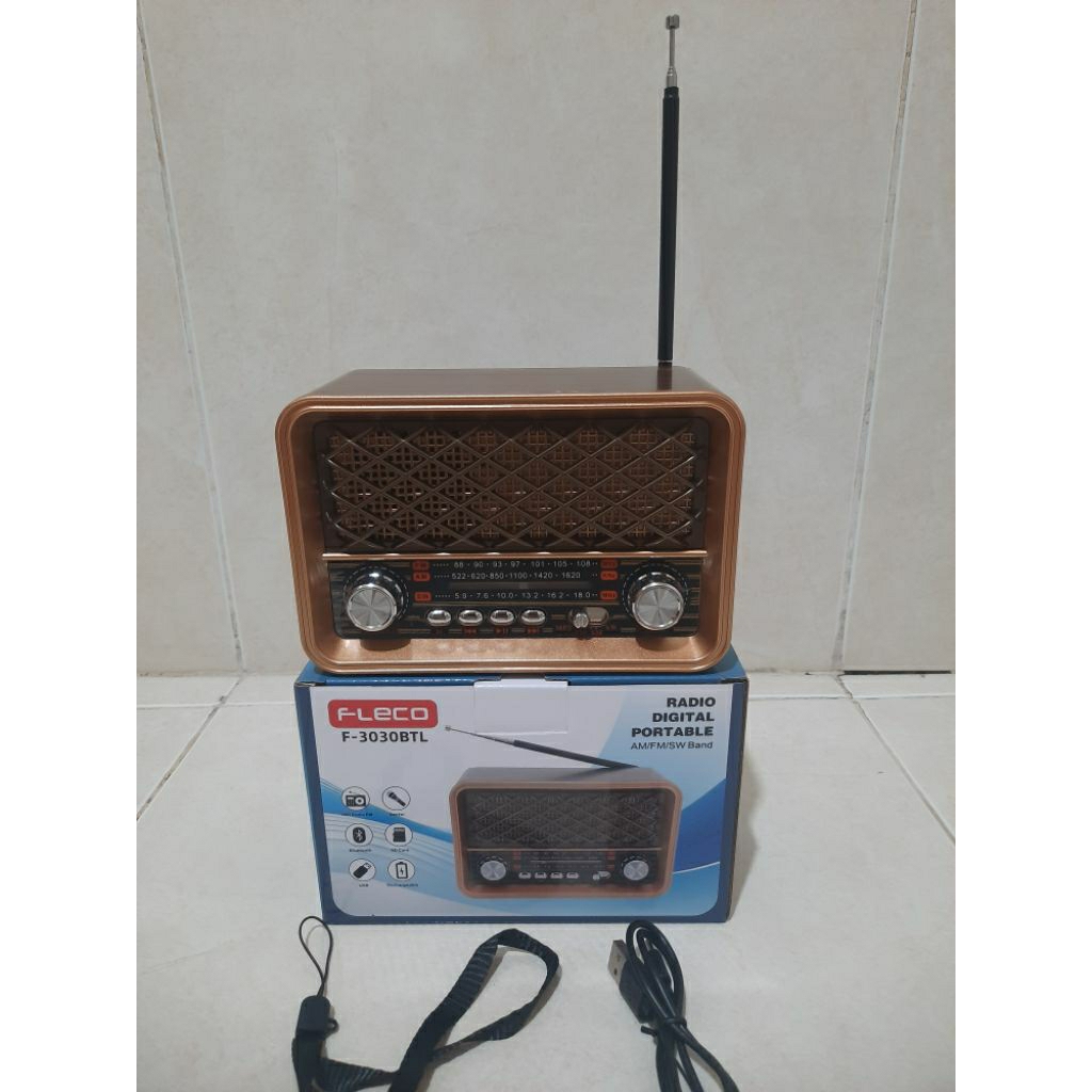 FLECO F-3030BTL Radio Digital Portable Am/Fm/Sw Band / Radio Bluetooth Radio Jadul Fleco Radio Cas R
