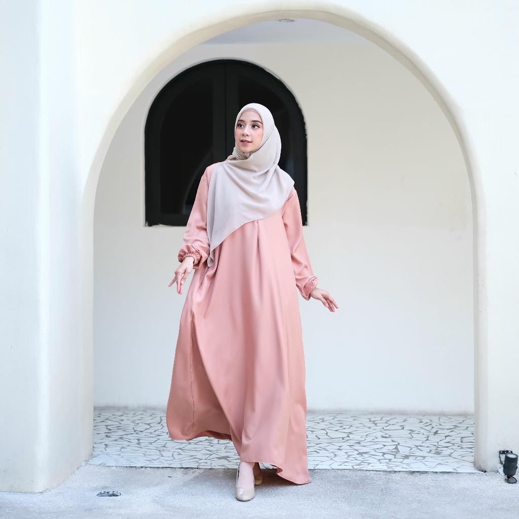 Gamis Wanita Remaja Perempuan Muslim Alina Dress Busui Polos Simple Elegan Kekinian Jumbo / Gamis Po