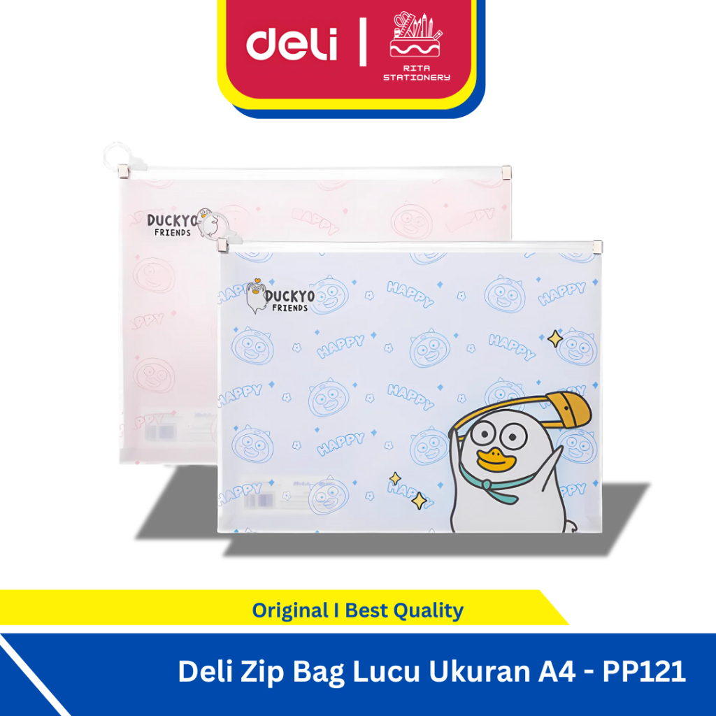 

Deli Zip Bag Lucu Ukuran A4 / Zipper Storage Bag / Travel Pouch / Plastik Anti Air - PP121