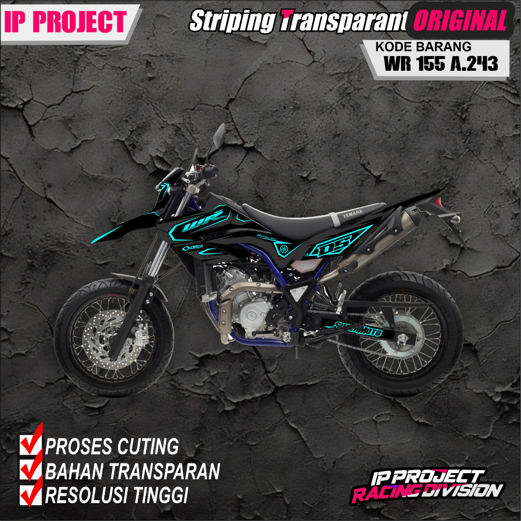(COD) STIKER DECAL ORIGINAL  MOTOR YAMAHA WR 155 HOLOGRAM DAN TRANSPARAN KODE A.243