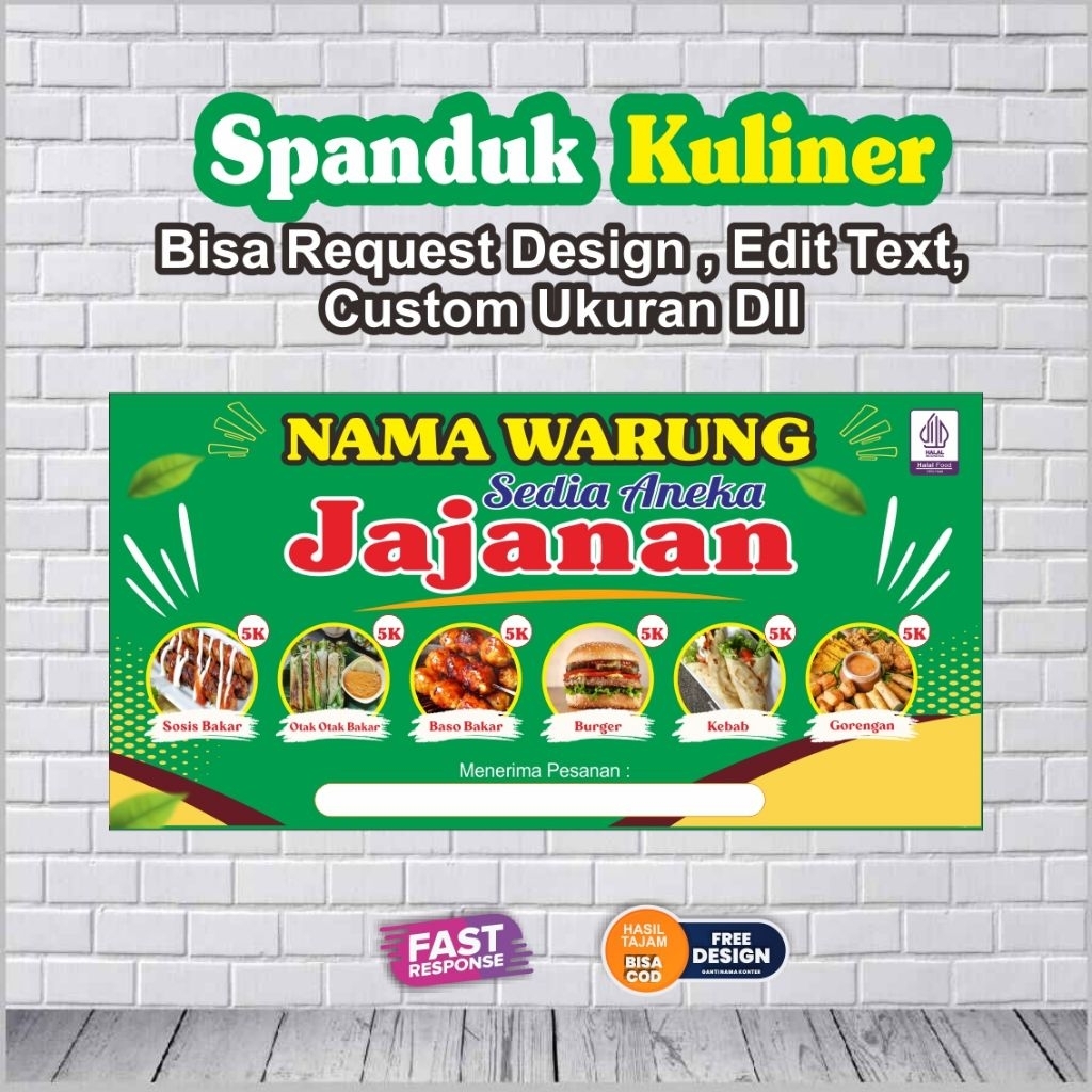 Spanduk Baner Sosis Bakar / Warung jajanan bisa custom desain
