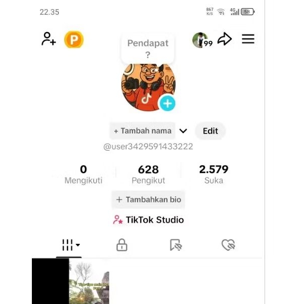 Akun tiktok 600 follower