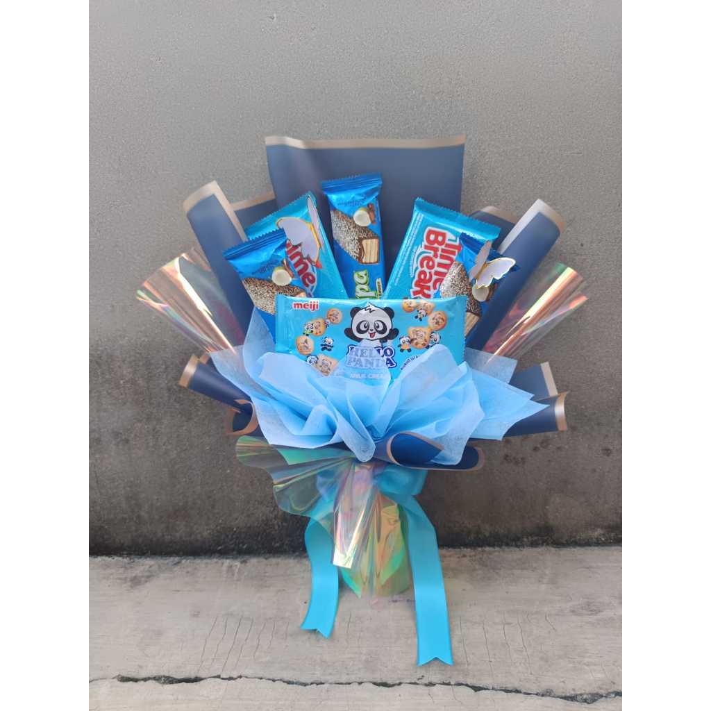 

Buket jajan buket snack serba biru murah hadiah ulang tahun hadiah wisuda