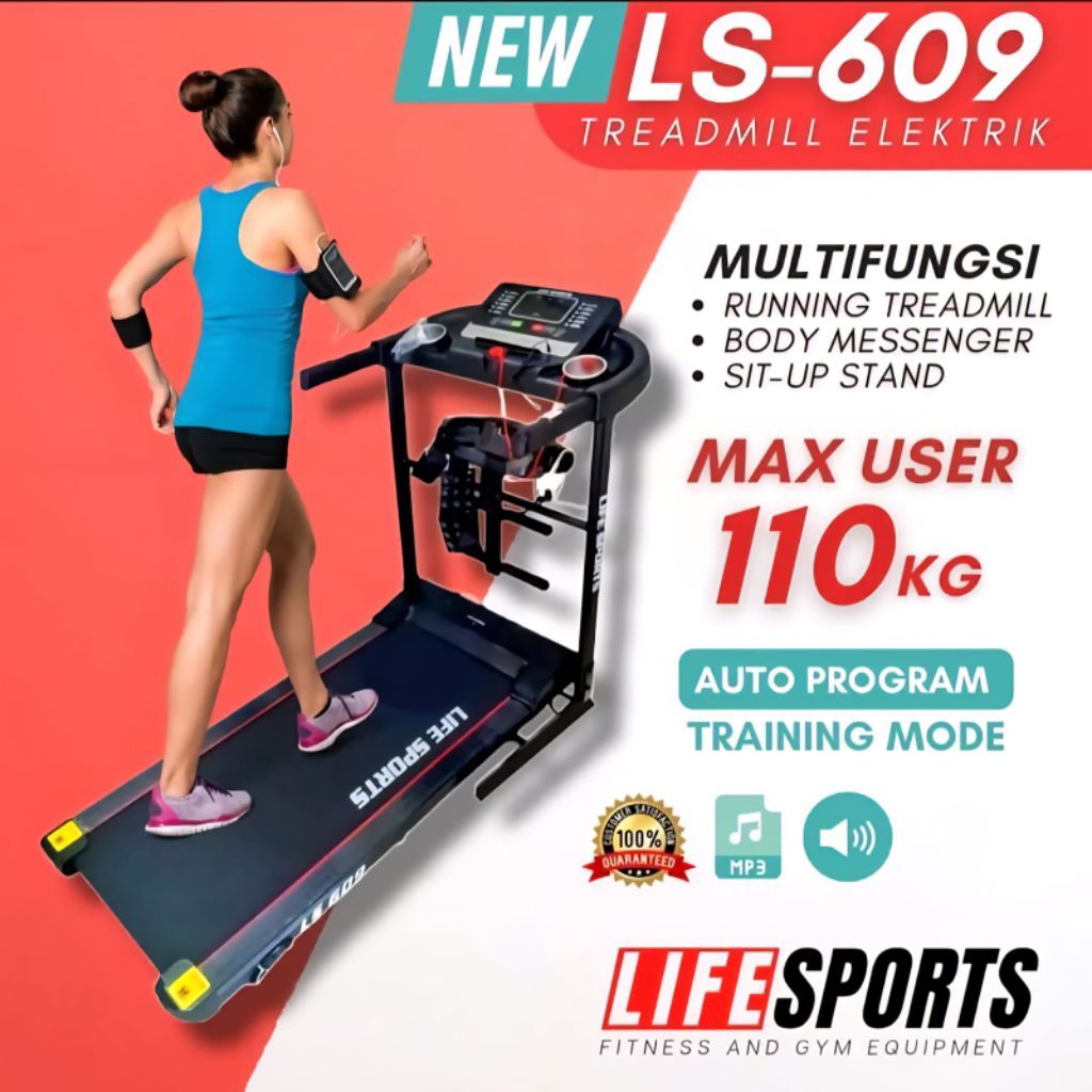 Life Sports Treadmill Elektrik 2Hp Tiga Fungsi LS609