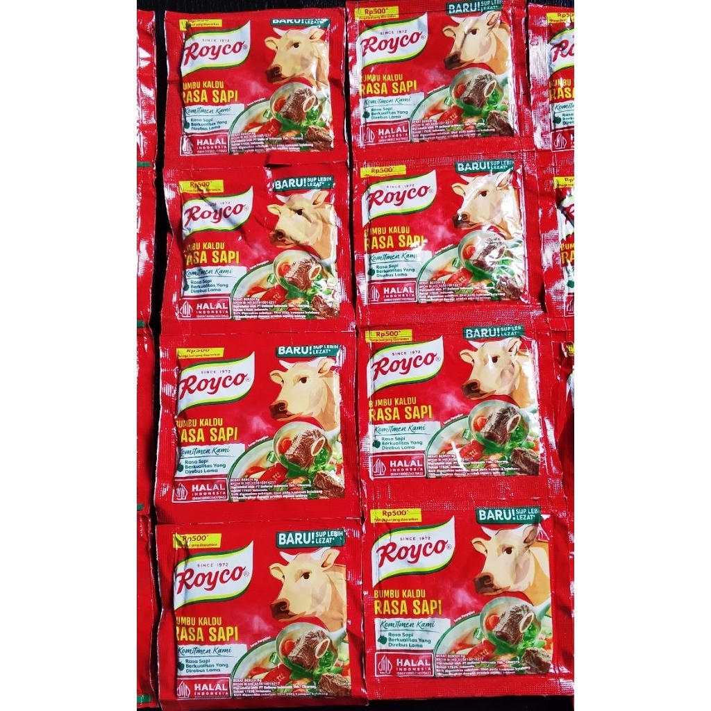 

ROYCO bumbu penyedap 8gr 1 renceng (isi 12 pcs) kaldu ayam & sapi