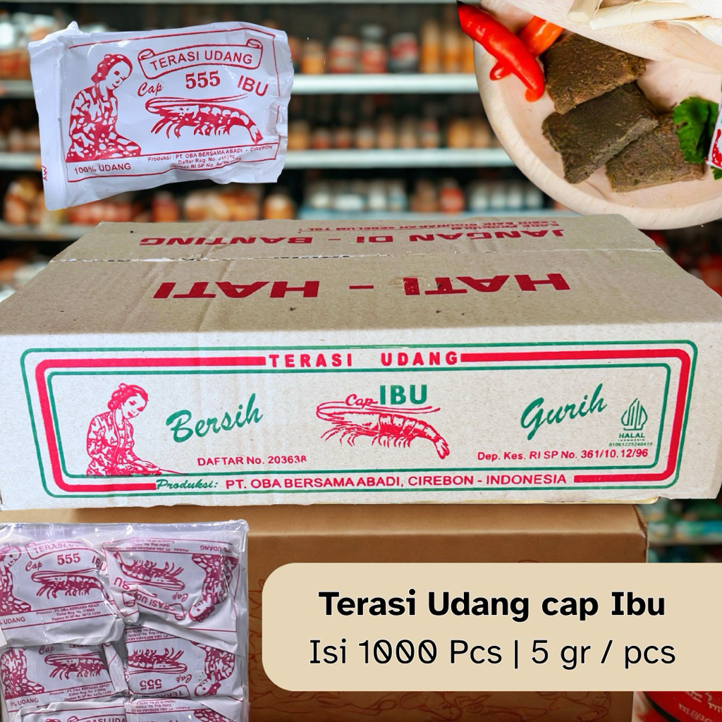 

GROSIR TERASI UDANG CAP IBU | 1 Box = 10 kg, Isi 1000 pcs | 10 gr / pcs