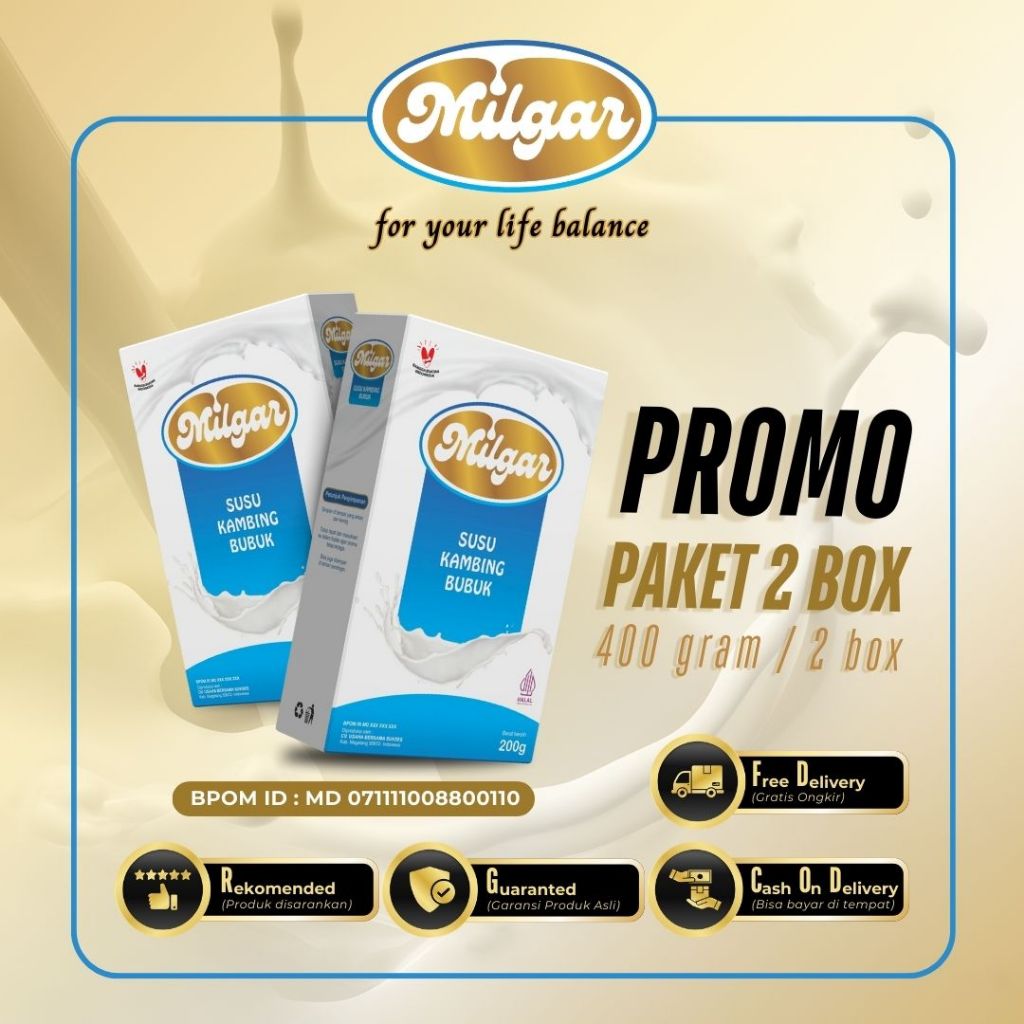 

MILGAR [ 2 box ] susu kambing etawa asli 100% original bantu atasi susah tidur, nyeri sendi, BPOM