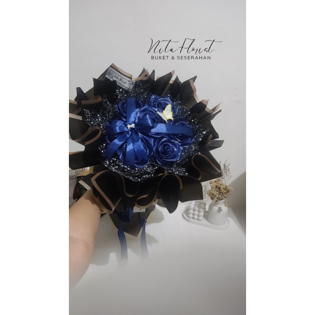 

New Buket Pita Satin + Gliter & Pita Stiker / Korean Look / Buket Murah