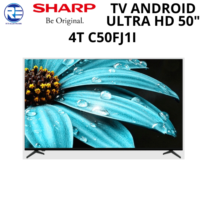 TV Android Sharp 50 Inchi Ultra HD 4T C50FJ1I Remote Voice