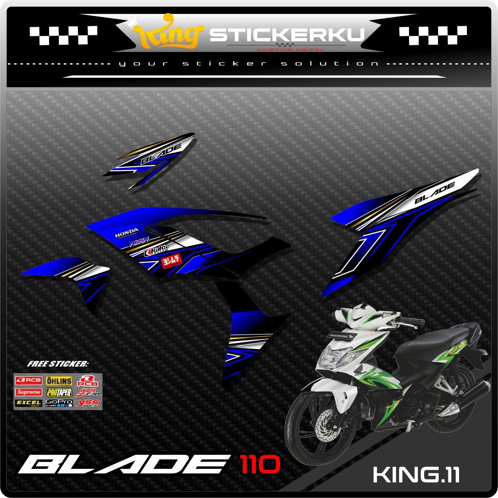 Stiker Striping Variasi Blade 110 - Sticker Striping Motor Variasi Blade 110 Desain Racing. KS.011