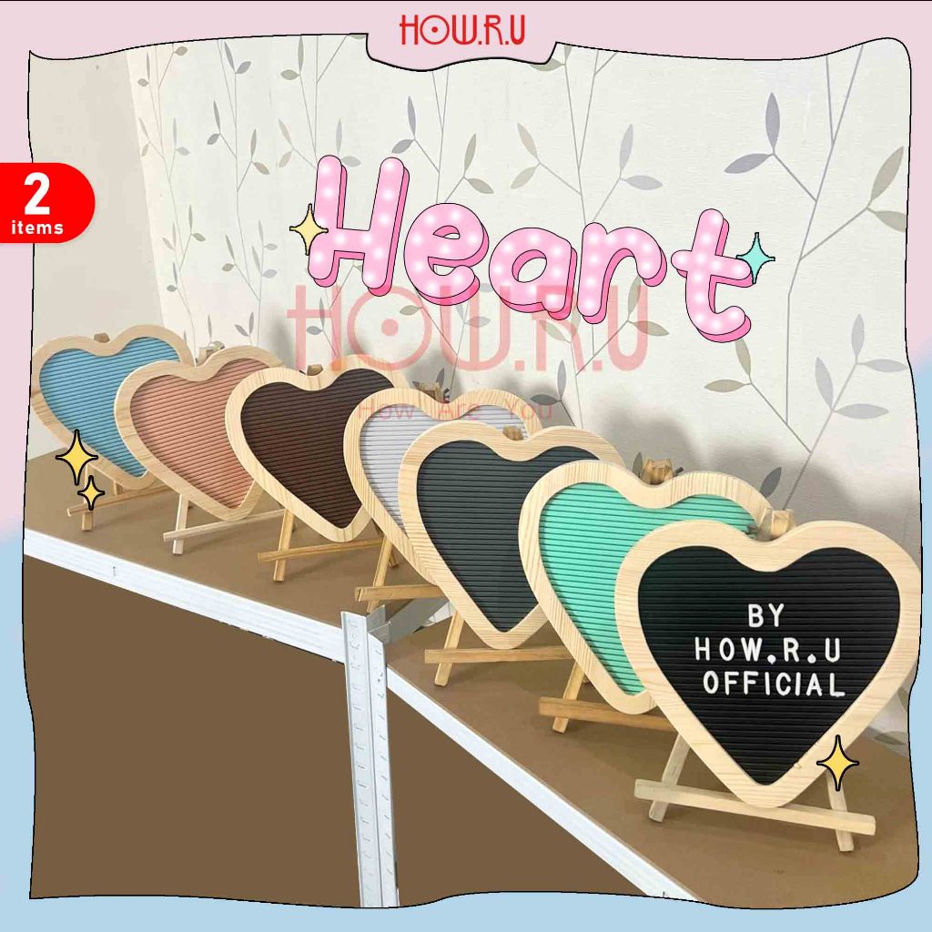

HOW.R.U GROSIR | Heart Shaped Letter Board Sudah Include Huruf Bentuk Hati / Papan Nama Bayi Newborn / Papan Menu / Dekorasi Rumah Viral 23x23cm