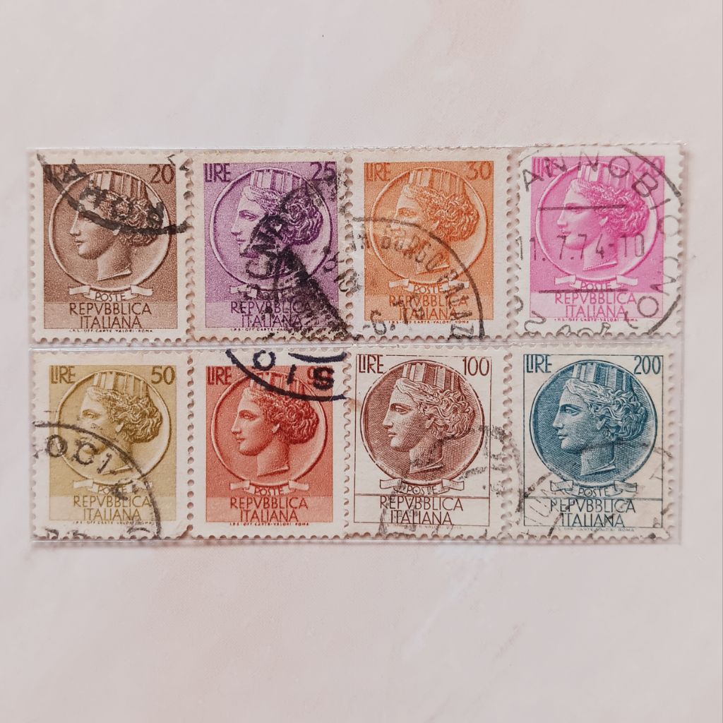 

(AB) Perangko Italia Tahun 1950- 1970an Seri Coin of Syracuse Set 8 pcs Used