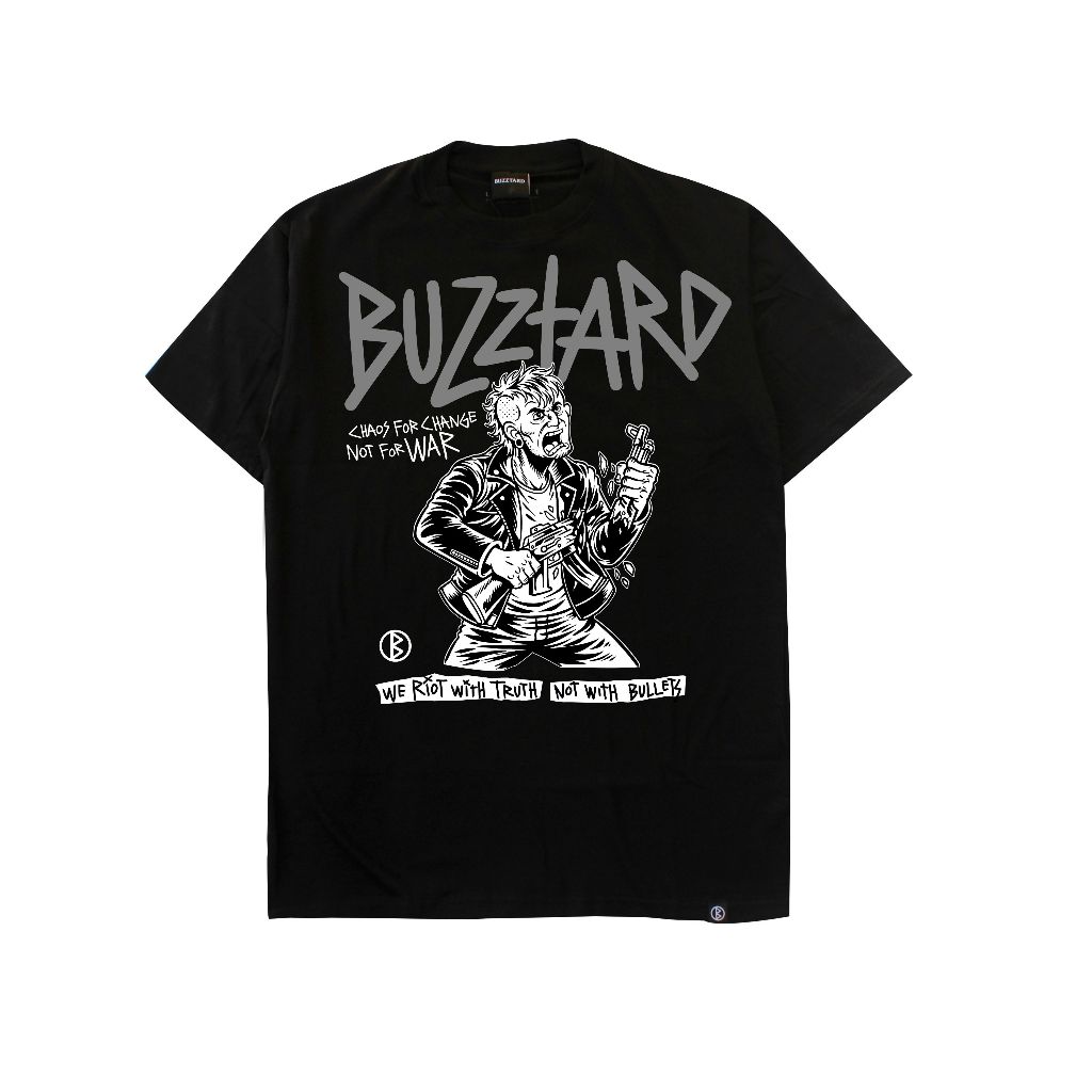 Tshirt Buzztees Punk Chaos // Punk Riot // Kaos Punk Pria // Kaos Hitam // Kaos Katun