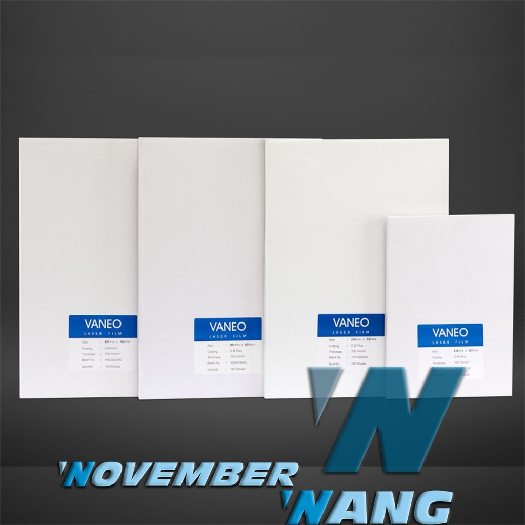 

NOVEMBER - LASER FILM VANEO DOUBLE SIDE MATTE PLUS 100 MICRON MYLAR STENCIL KHUSUS PRINTER TONER