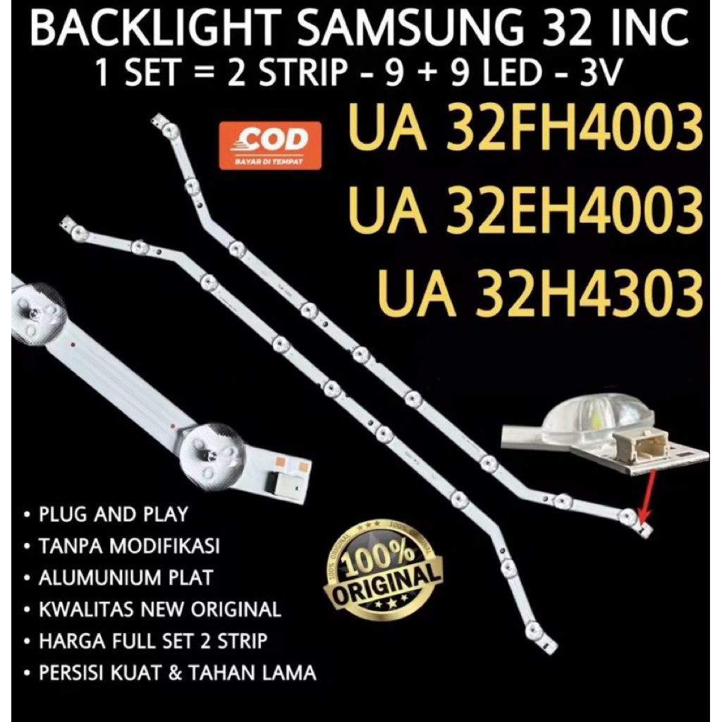 BACKLIGHT TV LED SAMSUNG 32 INCH UA 32FH4003 32EH4003 32H4303 UA32FH4003 UA32EH4003 UA32H4303 LAMPU 