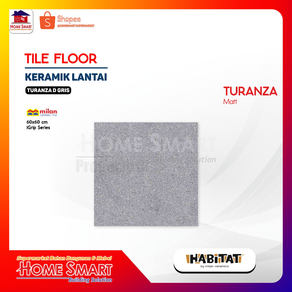 Habitat iGrip Turanza Dark Gris 60x60 Keramik Lantai Kesat Anti Slip