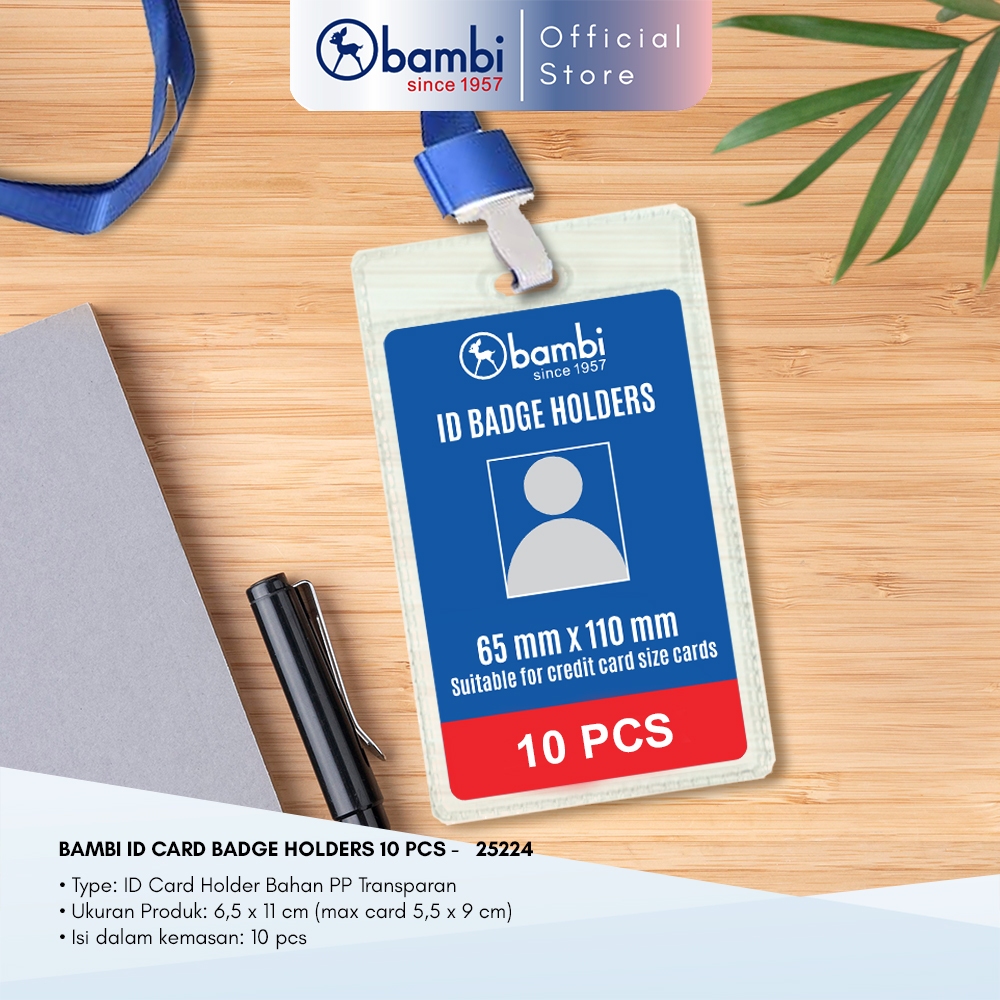 

Bambi ID Card Pocket Name Tag Plastik Transparan isi 10 Pcs