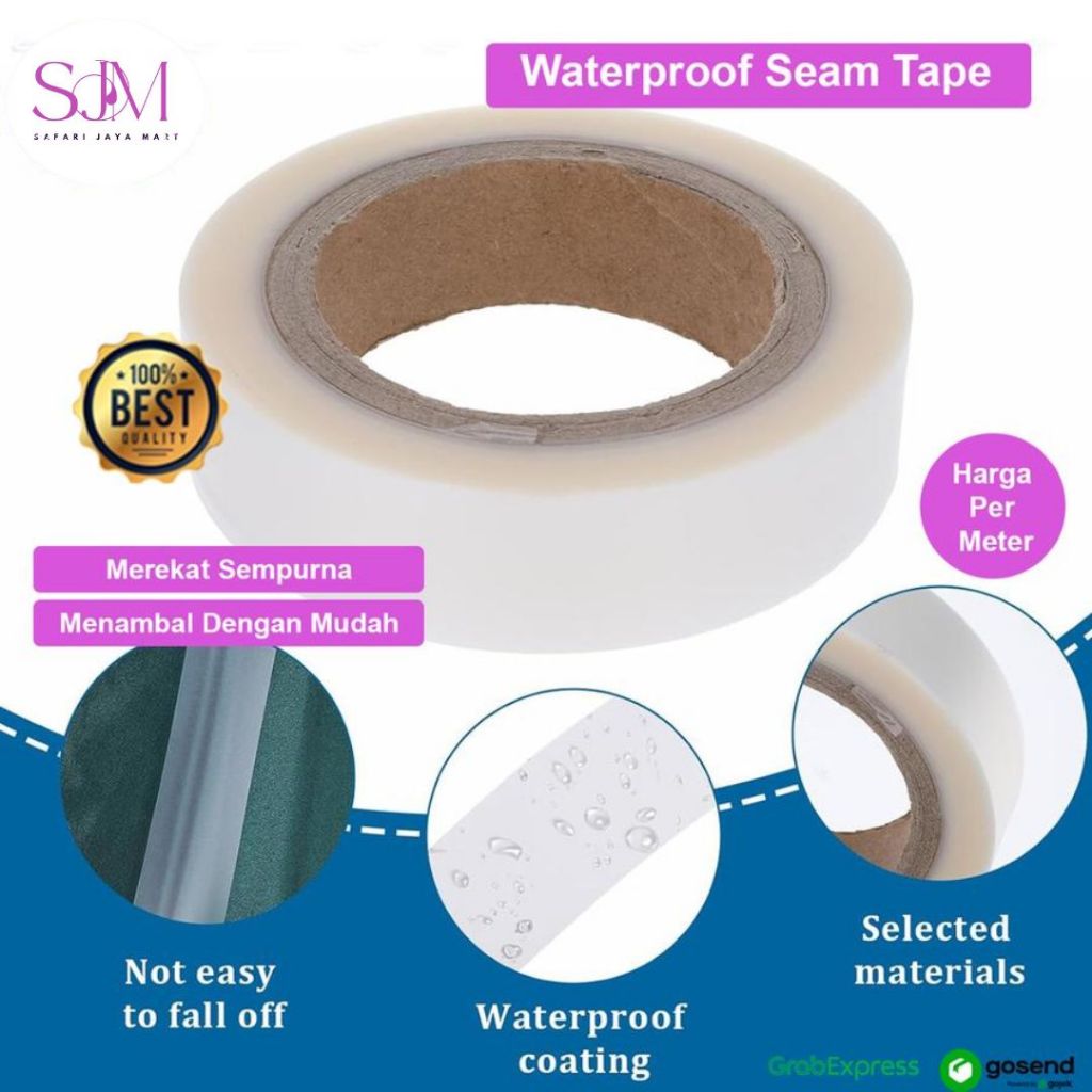 Seam Seal Tape Jas Hujan Tenda Lem Pita Seal Penambal Payung Terpal untuk Perbaikan Tenda Robek Sobe
