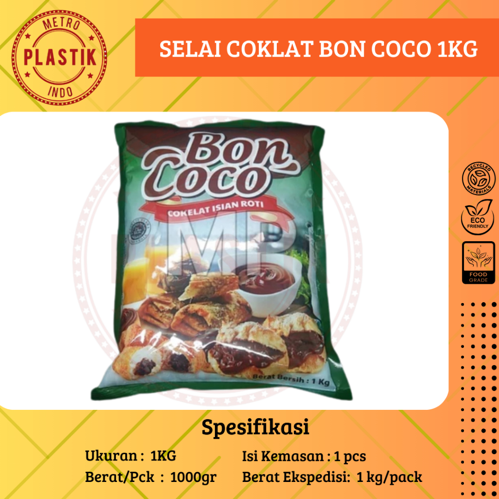 

Bon Coco 1kg (1000gr) / Selai Cokelat Isian Roti / Aneka Makanan Lainnya