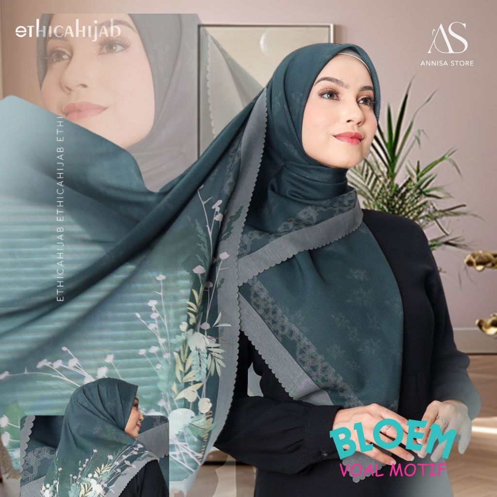 HIJAB SEGIEMPAT ETHICA VOAL MOTIF BLOEM / ETHICA HIJAB BLOEM VOAL MOTIF LASERCUT