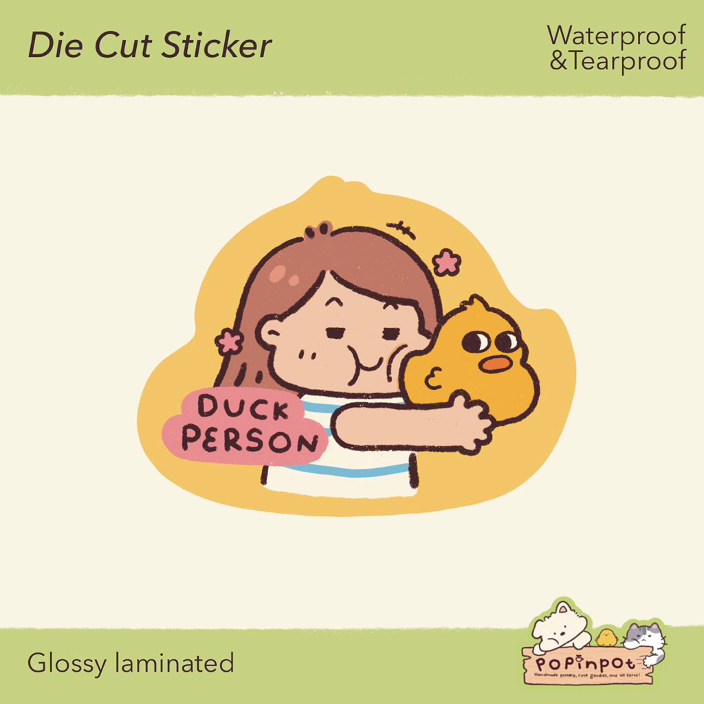 

POPINPOT - Duck Person | Die Cut Sticker | Stiker Bebek Lucu
