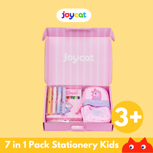

JOYCAT Alat Tulis Anak 7 in 1 – Kotak Pensil + Stationery Set Unicorn Pink | Hadiah TK & SD | Premium Stationery for Kids