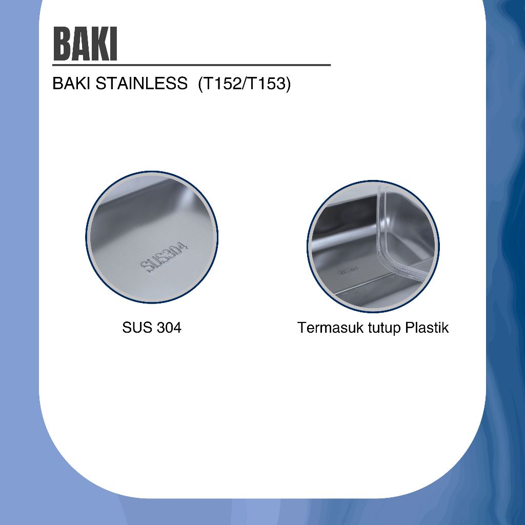 BAKI NAMPAN STAINLESS TUTUP PLASTIK/ BAKI NAMPAN SERBAGUNA T152/T153