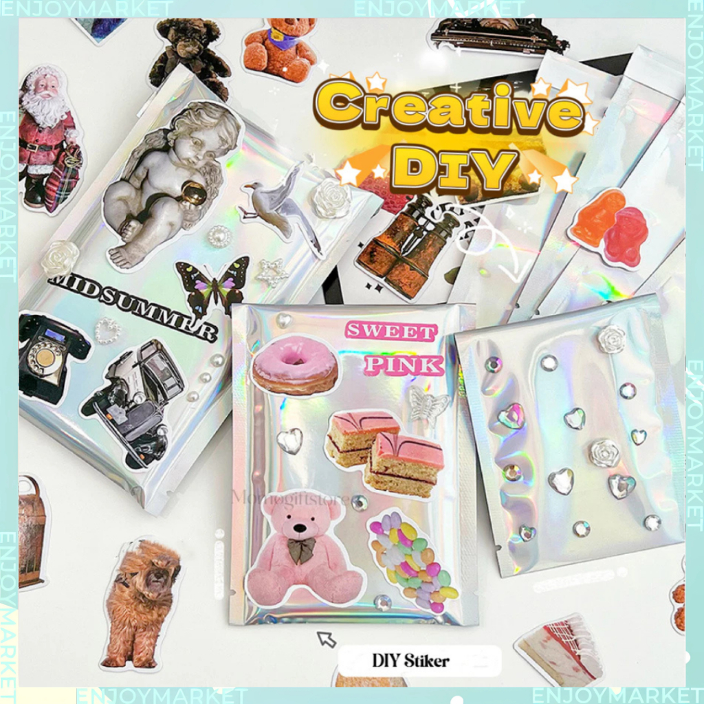 Plastik Hologram Zipper Bag Bisa DIY Stiker Ziplock bag Inner Sleeve Photocard