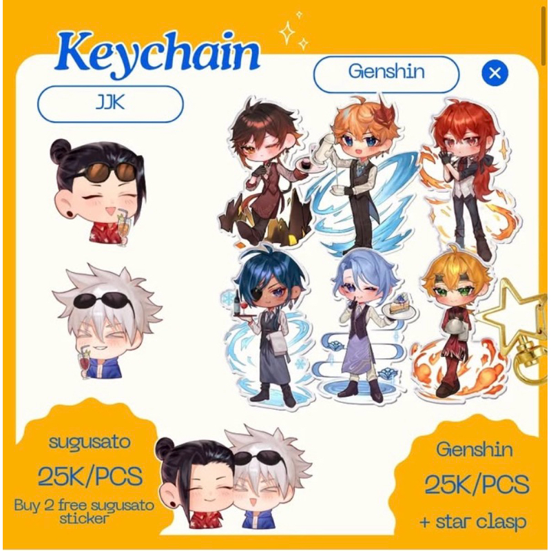 keychain cf sale JJK and Genshin