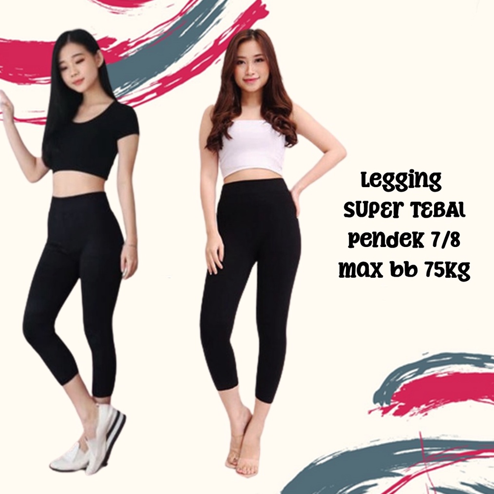 KODE M94C Legging Pendek Wanita Tebal 7 8 Dewasa Import Fit To Jumbo