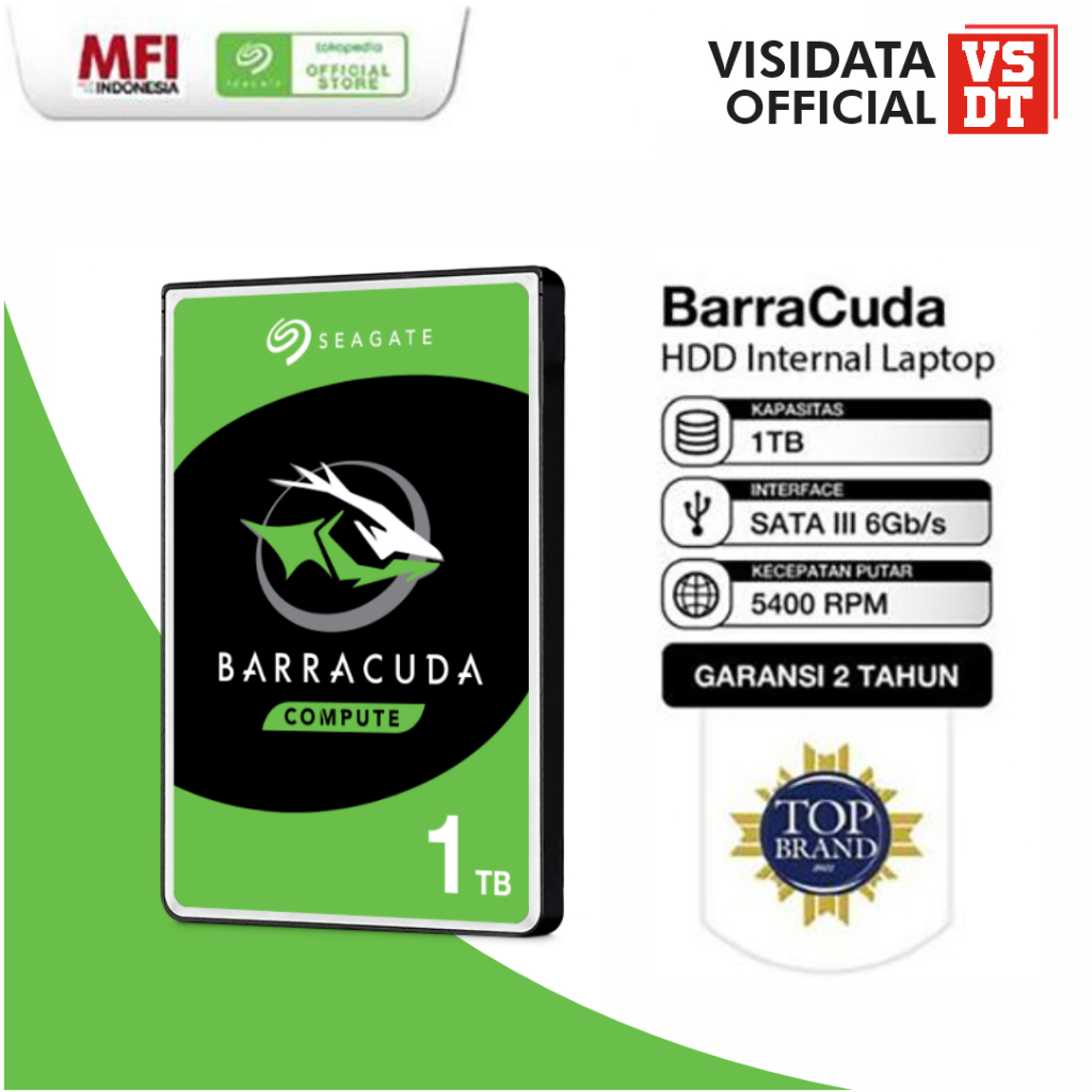 Seagate BarraCuda 2.5" HDD Hardisk Internal Laptop 1TB SATA 2.5 inch 5400RPM - Garansi Resmi