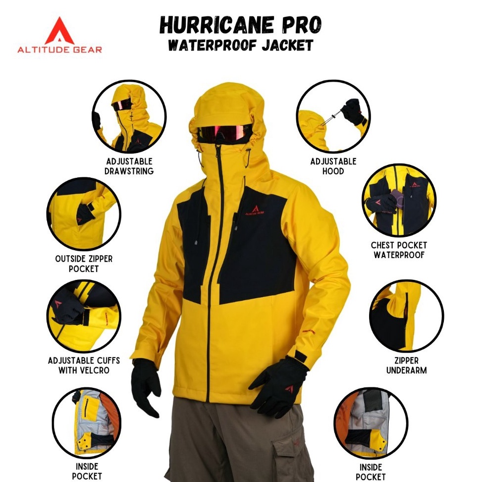 KODE W67A Altitude Gear Hurricane Pro Jaket Outdoor Pria Wanita Goretex Waterproof