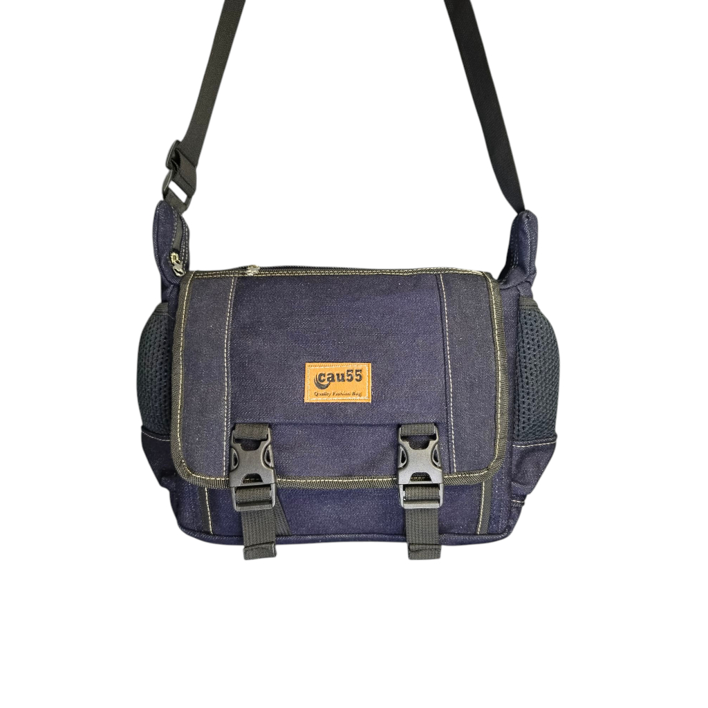 tas pria wanita tas selempang jeans tutup