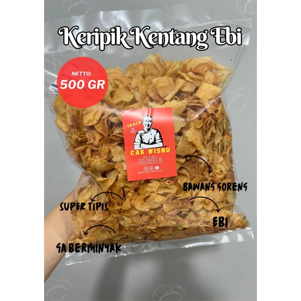

Keripik Kentang Ebi Jumbo Premium Homemade 500 Gr 500 Gram Cemilan Asin Gurih