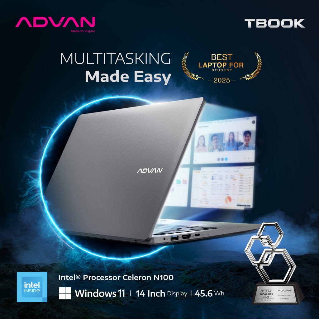 [BEST DEALS] ADVAN Laptop TBook Intel Celeron N100 Intel N100 4Gb/128GB Upgradable14" HD WIFI 5 Free