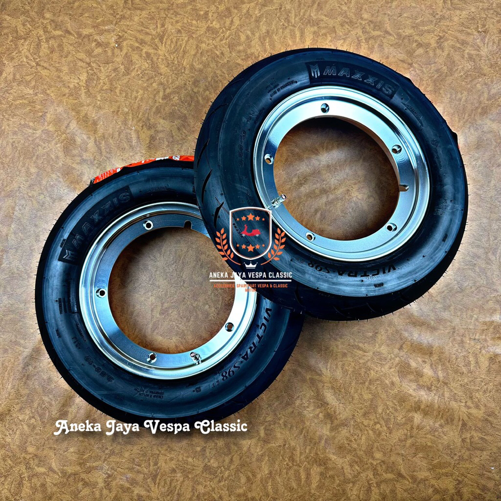 Paketan Pasang Velg Vespa Ring 10 Import dan Ban Maxxis S98