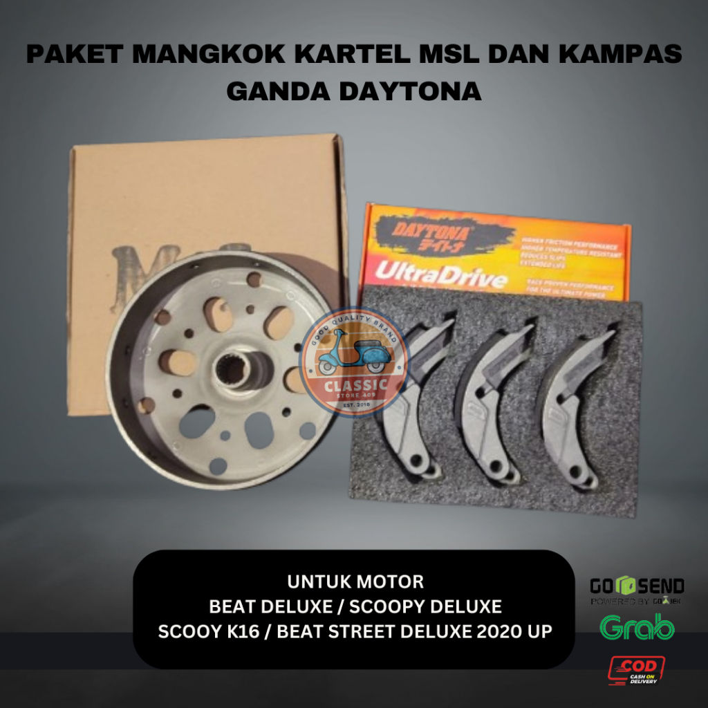 Paket Mangkok Kartel MSL + Kampas Ganda Daytona Beat & Scoopy Deluxe 2020-Up