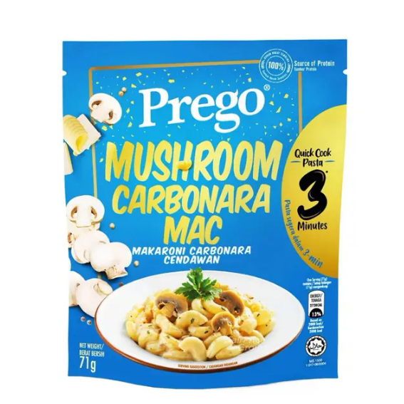 

PREGO Mushroom Carbonara Mac 71gr /Mac & Cheese 70gr /Spicy Seafood Arrabbiata Spiral 70gr